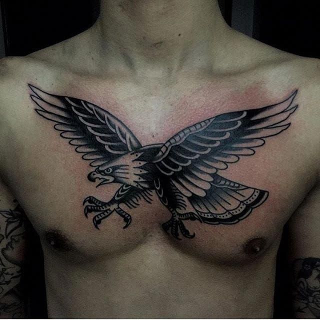 10 Powerful Blackwork Eagle Tattoos Eagle Tattoos Eagle Chest Tattoo