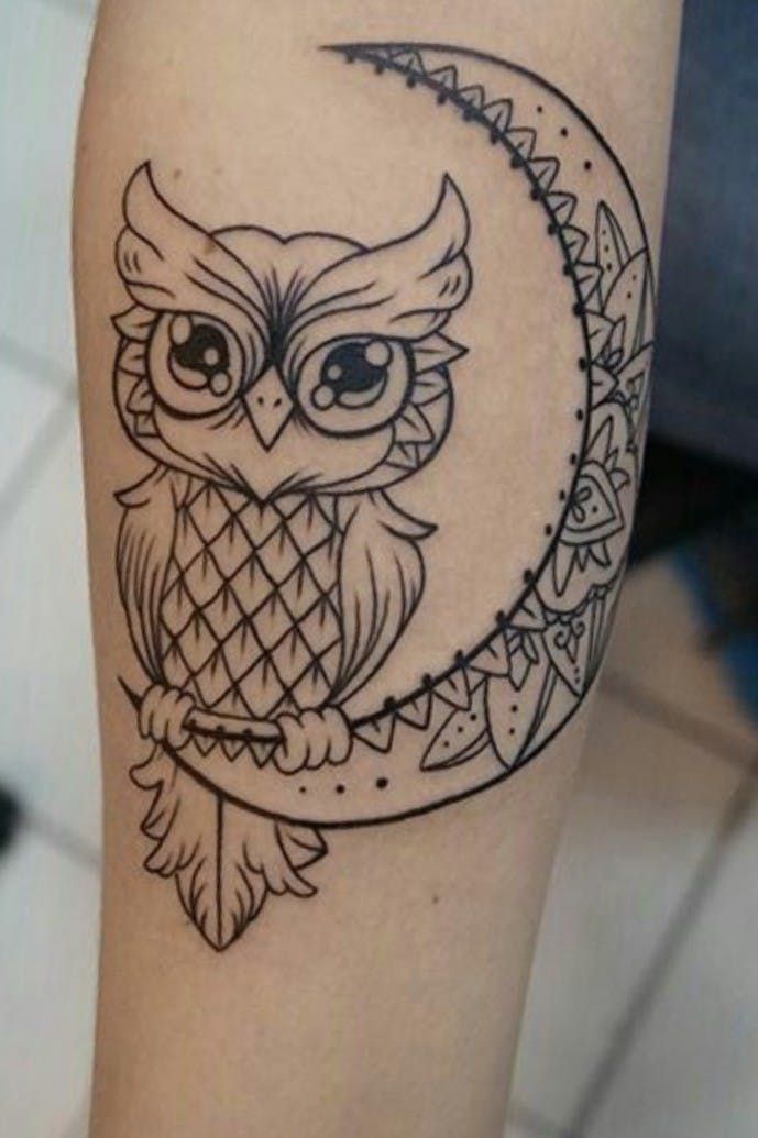 12 Adorable Owl And Moon Tattoo Ideas Petpress