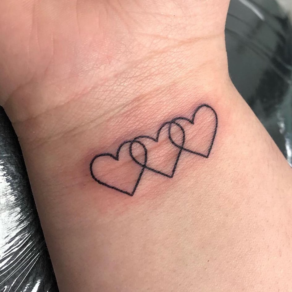 3 Hearts Intertwined Tattoo