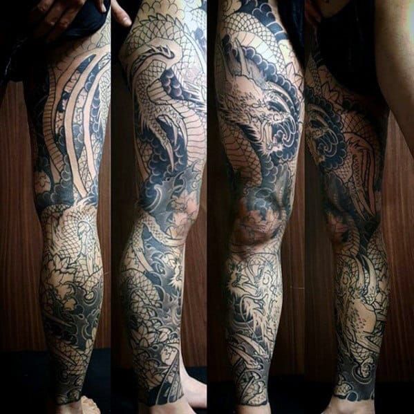 30 Awesome Dragon Leg Tattoo Designs For Men