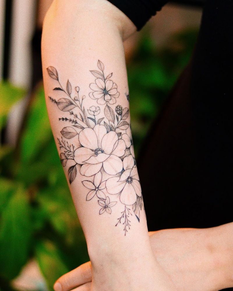 30 Elegant Bouquet Tattoos For Your Inspiration Style Vp Page 15