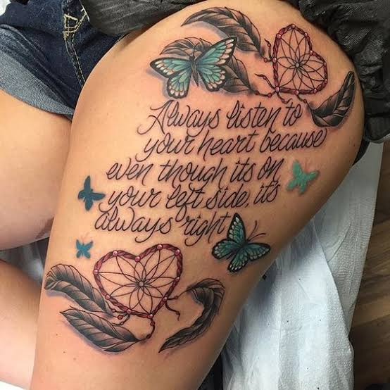 35 Beautiful Thigh Tattoos Quotes Ideas Tattoo Quotes Tattoos Thigh