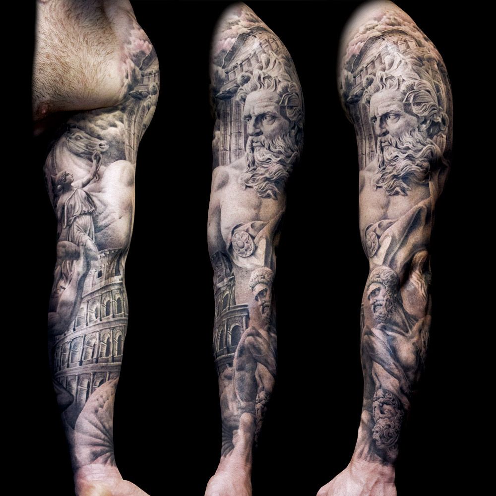 35 Full Sleeve Tattoo Greek Gods Pictures