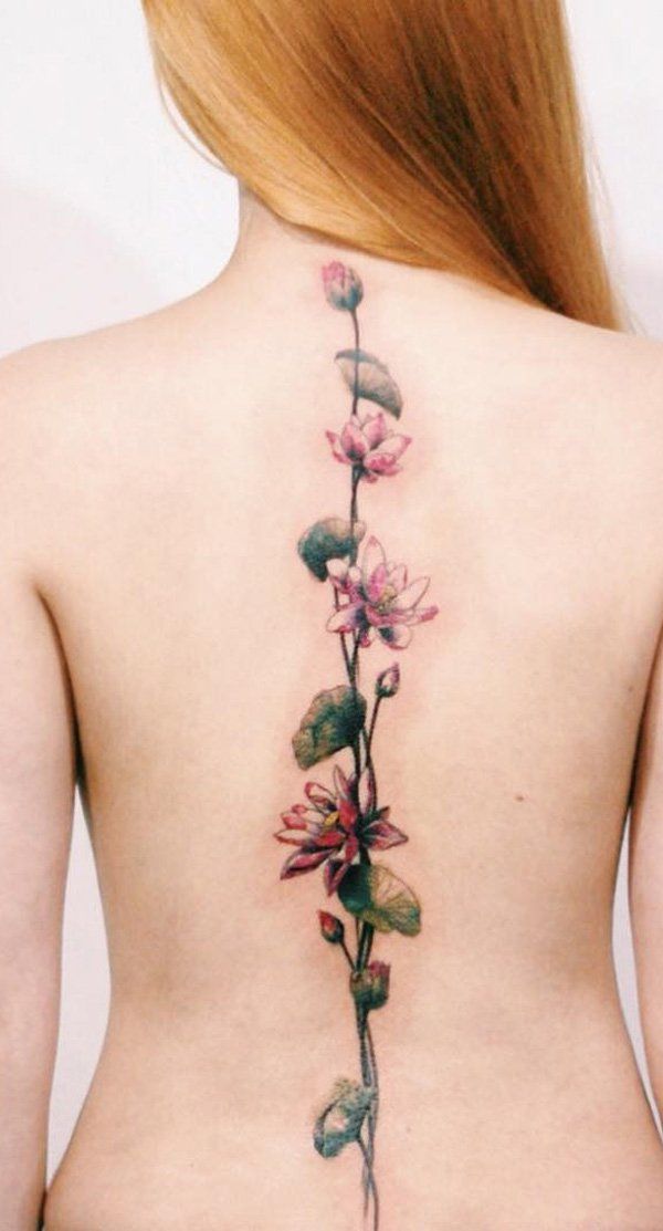 35 Id Ias De Tatuagens Para A Regi O Da Coluna Flower Spine Tattoos