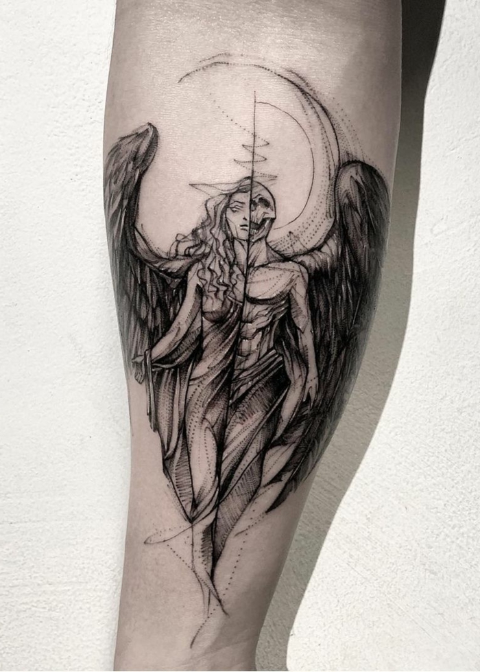 36 Best Angels Vs Demons Tattoo Flash Images Demon Tattoo Vs Angels