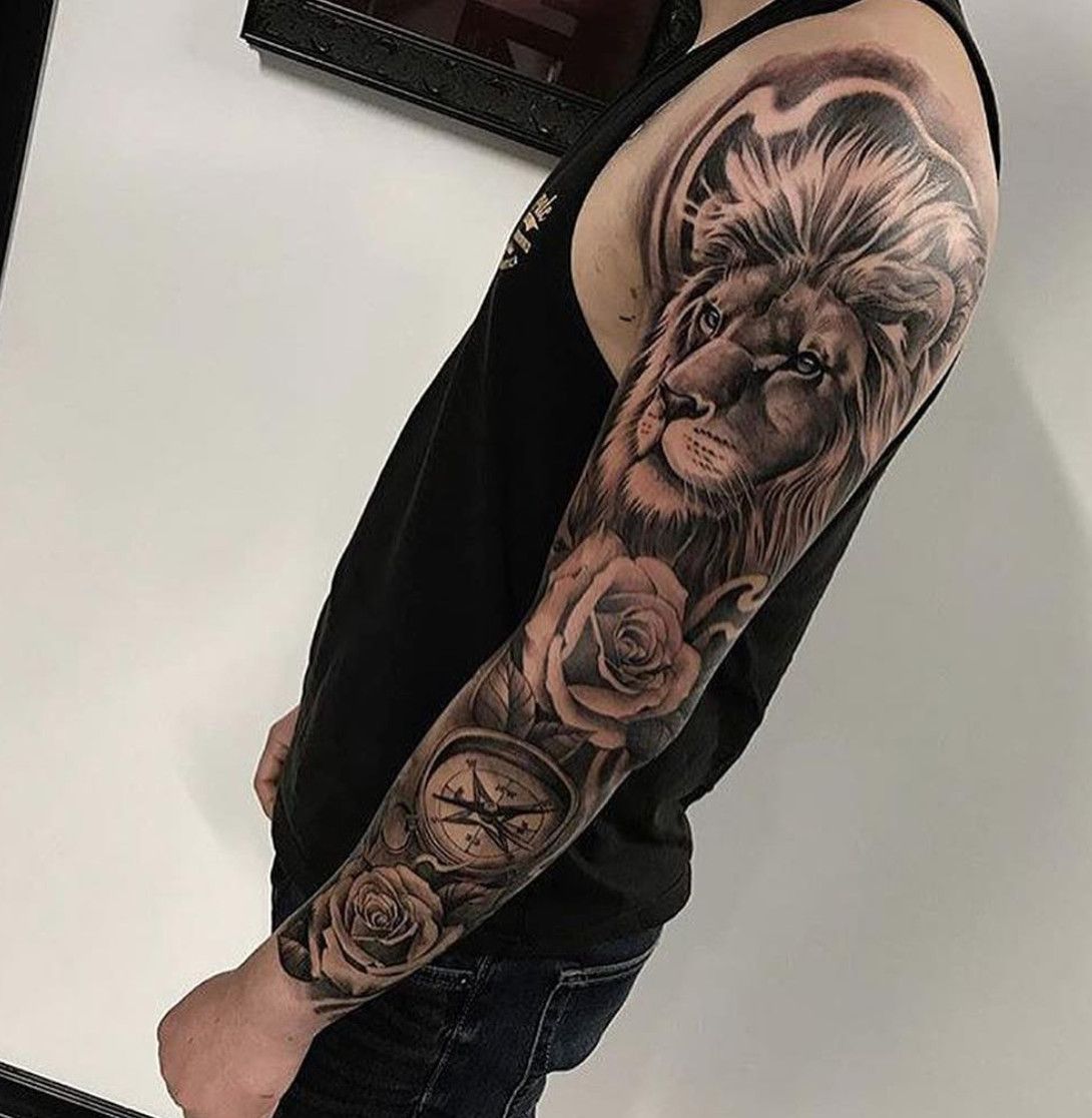 37 Astonishing Lion And Rose Tattoo Half Sleeve Ideas In 2021