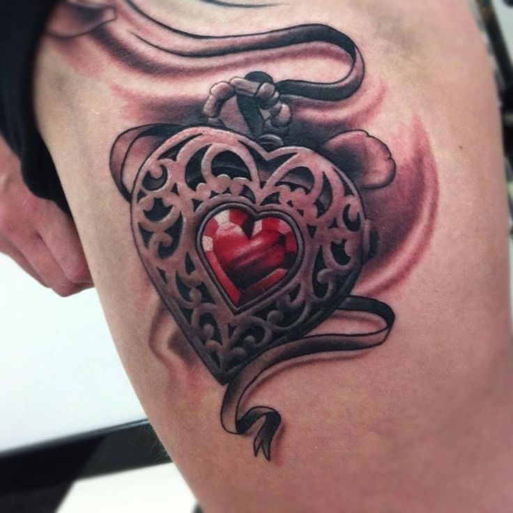 3D Heart Locket Tattoos