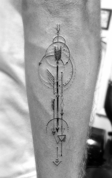 40 Geometric Arrow Tattoo Designs For Men Sharp Geometry Ideas