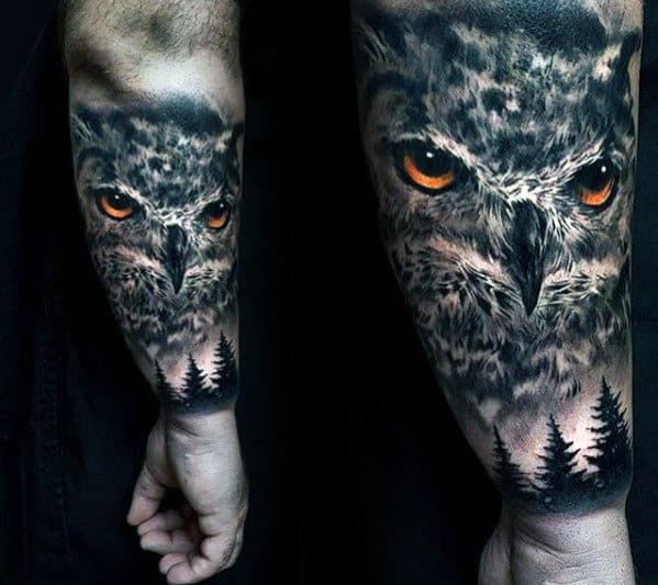 40 Realistic Owl Tattoo Designs For Men Nocturnal Bird Ideas