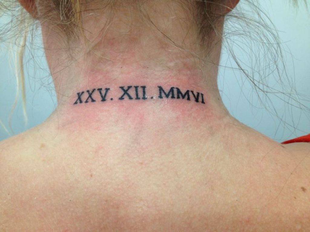 49 Marvelous Roman Numeral Neck Tattoos