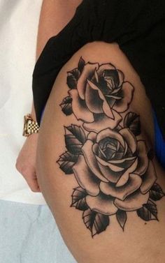 50 Beautiful Rose Tattoo Ideas Thigh Piece Tattoos Rose Tattoo