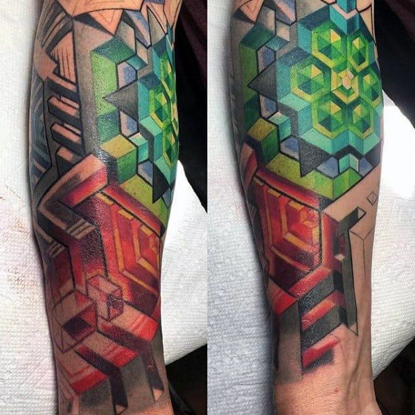 50 Geometric Leg Tattoos For Men Masculine Design Ideas Back Of Leg