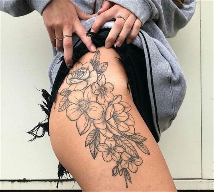 50 Gorgeous And Sexy Hip Thigh Floral Tattoo Designs You Will Love