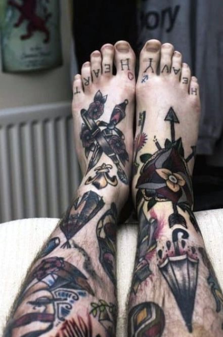 50 Traditional Leg Tattoos For Men Old School Design Ideas