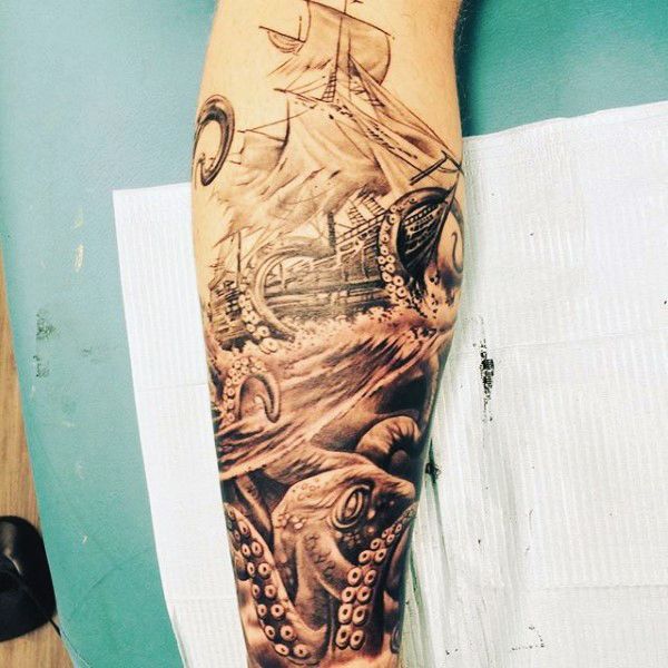 51 Impressive Calf Tattoos For Men Calf Sleeve Tattoo Leg Tattoo Men