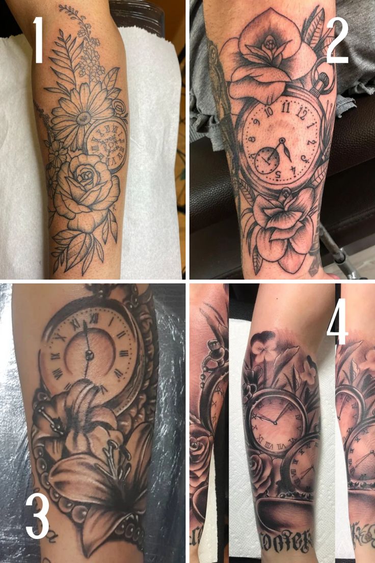 53 Timeless Flower And Clock Tattoo Ideas Tattoo Glee