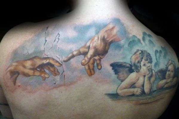 60 The Creation Of Adam Tattoo Designs For Men Michelangelo Painting