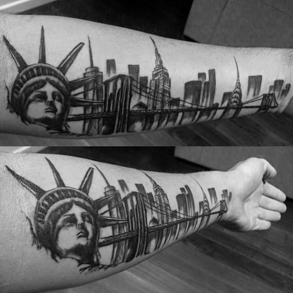 70 Bright City Skyline Tattoo Designs For Men 2023 Guide