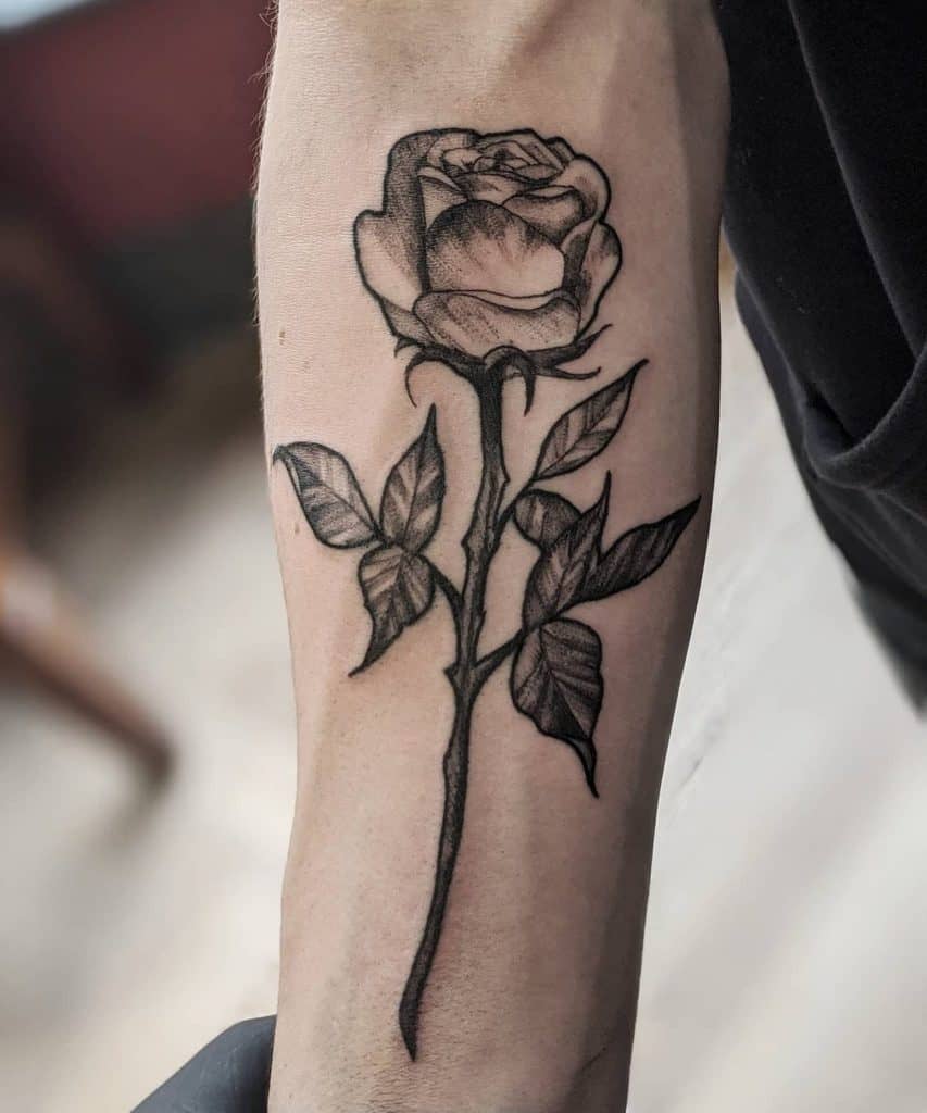 71 Cool Rose With Stem Tattoo Ideas