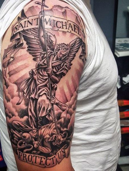 73 Amazing St Michael Tattoo Designs For Men Arm Tattoos F R Jungs