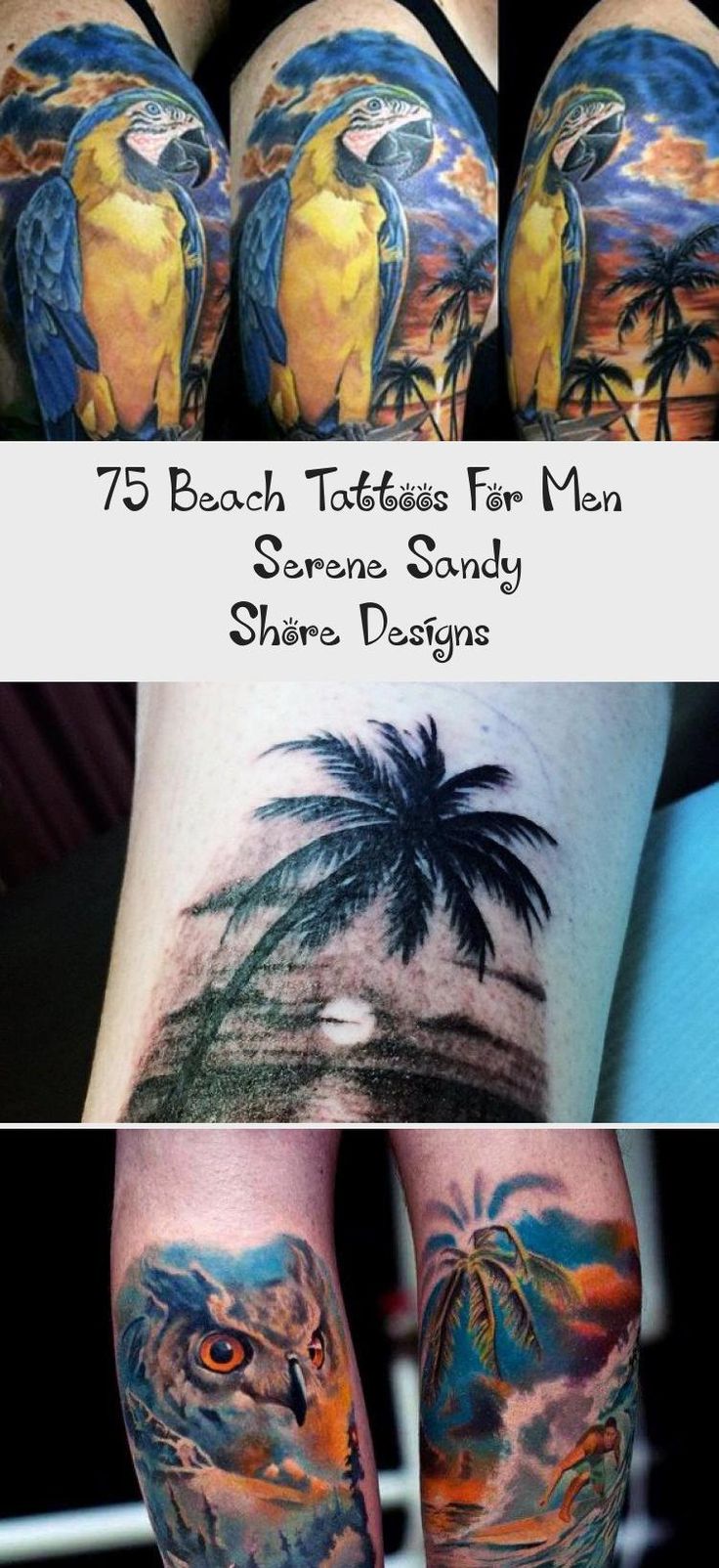 75 Beach Tattoos For Men Serene Sandy Shore Designs