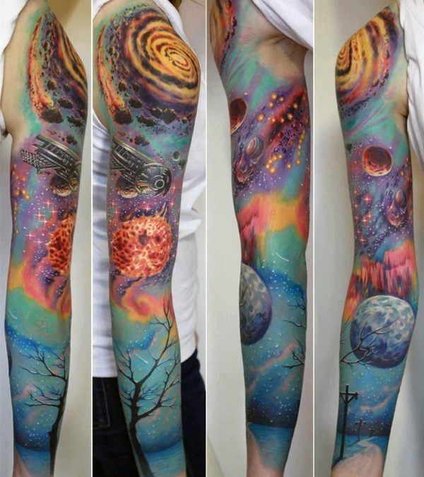 75 Universe Tattoo Designs For Men Matter And Space