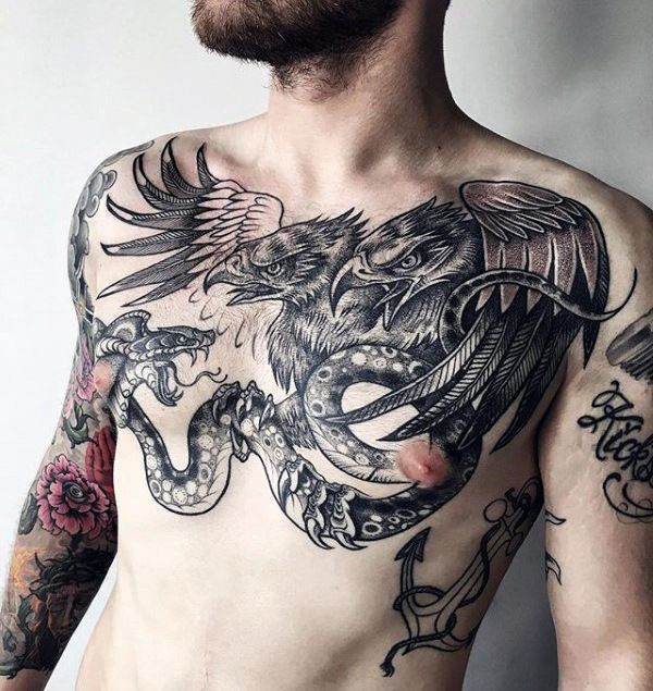 80 Eagle Chest Tattoo Designs For Men Manly Ink Ideas