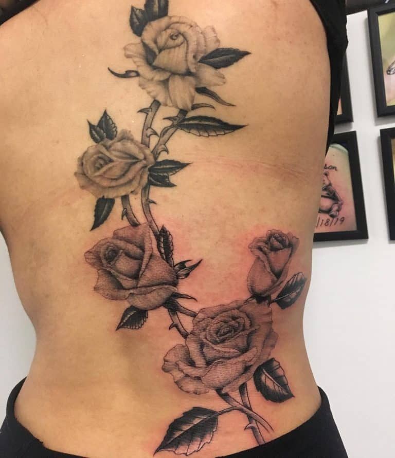 81 Beautiful Rose Vine Tattoo Ideas