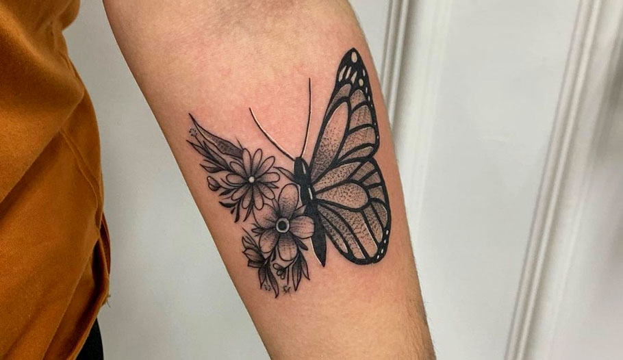 83 Most Aesthetic Half Butterfly Half Flower Tattoo Ideas In 2024