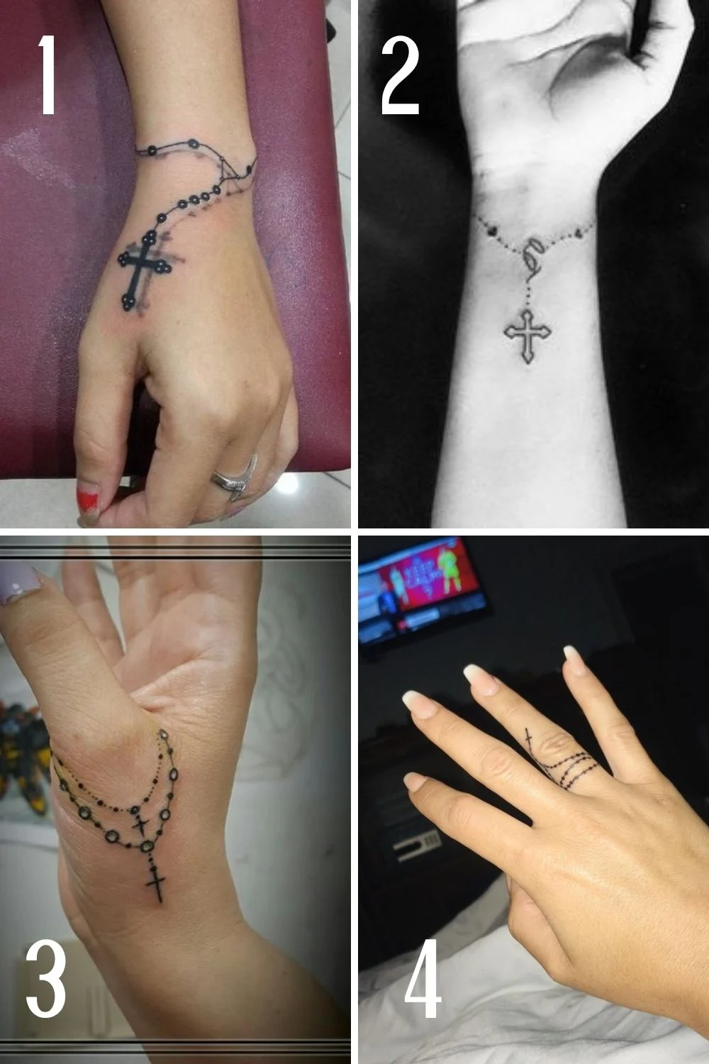 87 Beaded Rosary Tattoo Designs Ideas Tattooglee Cross Tattoos For Women Finger Tattoo For