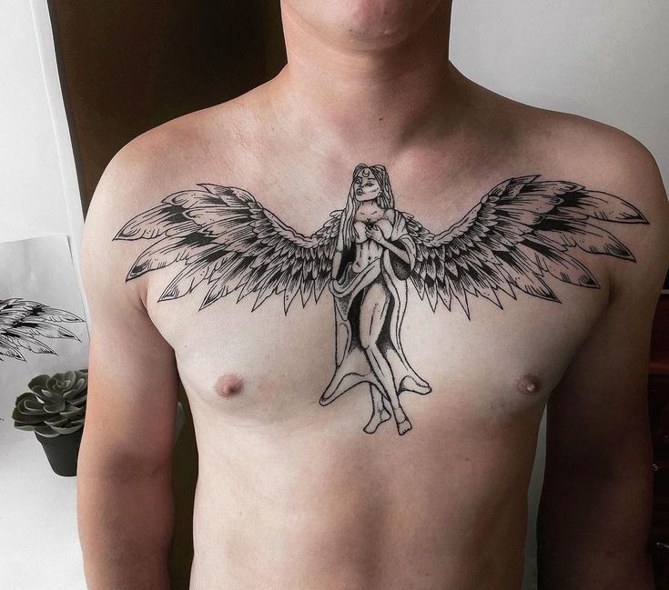 87 Stunning Guardian Angel Chest Tattoos Angelic Chest Art Psycho Tats