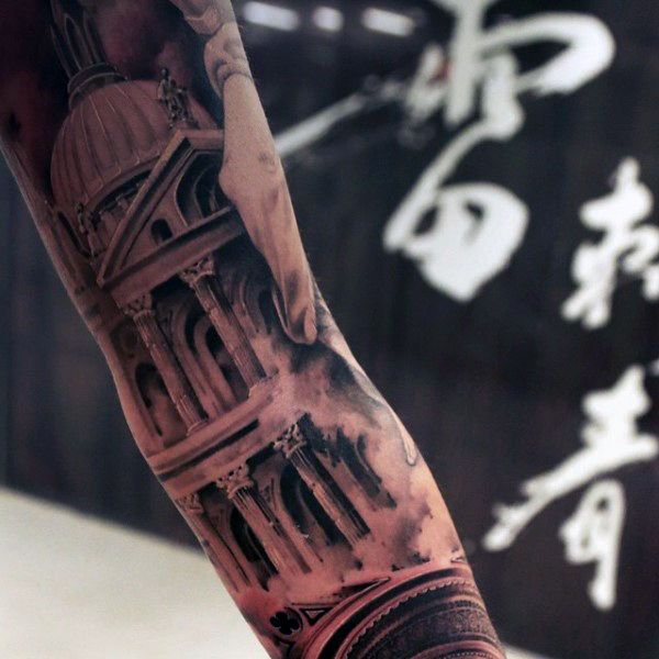 90 Building Tattoos For Men Architecture Ink Design Ideas Design Talk