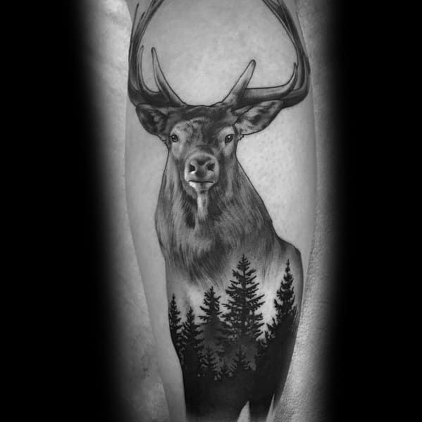 90 Natural Elk Tattoo Ideas For Men