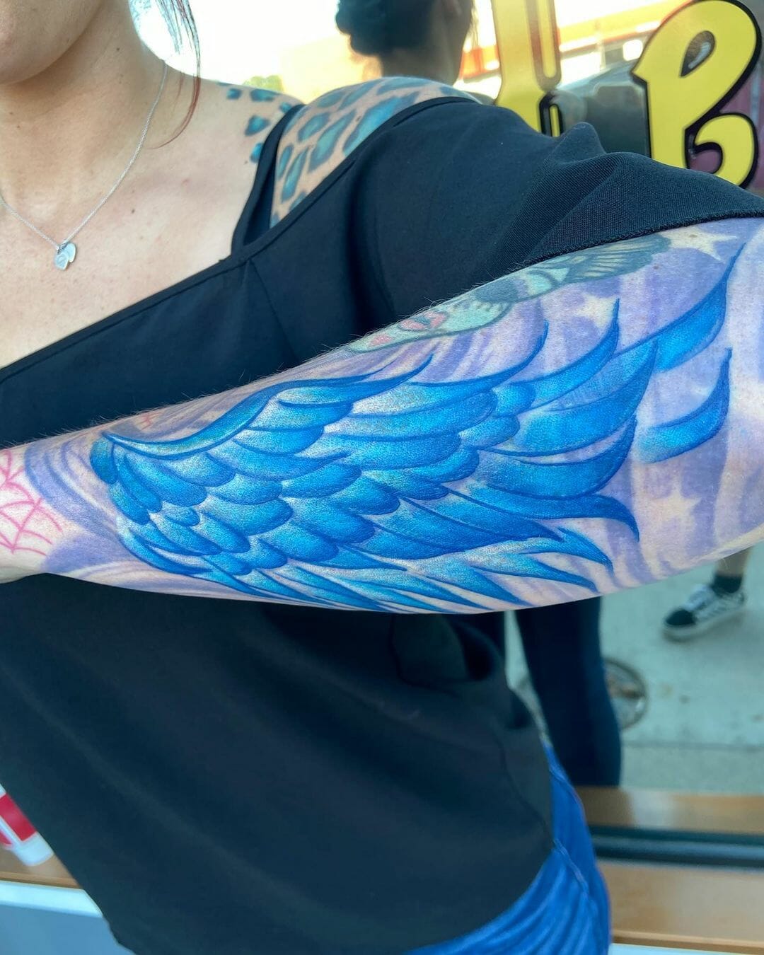 90 Shoulder Angel Wing Tattoos Feathers Of Serenity Psycho Tats