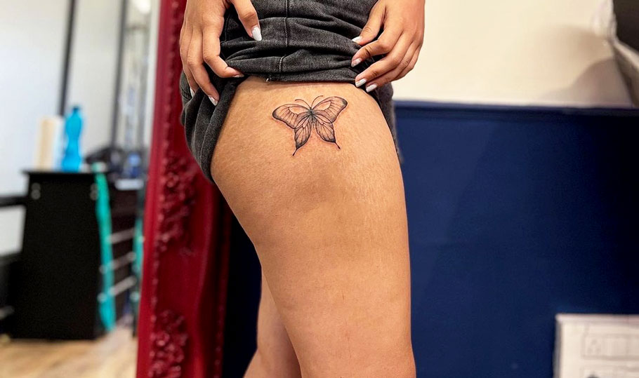 95 Top Grade Butterfly Thigh Tattoos For Women