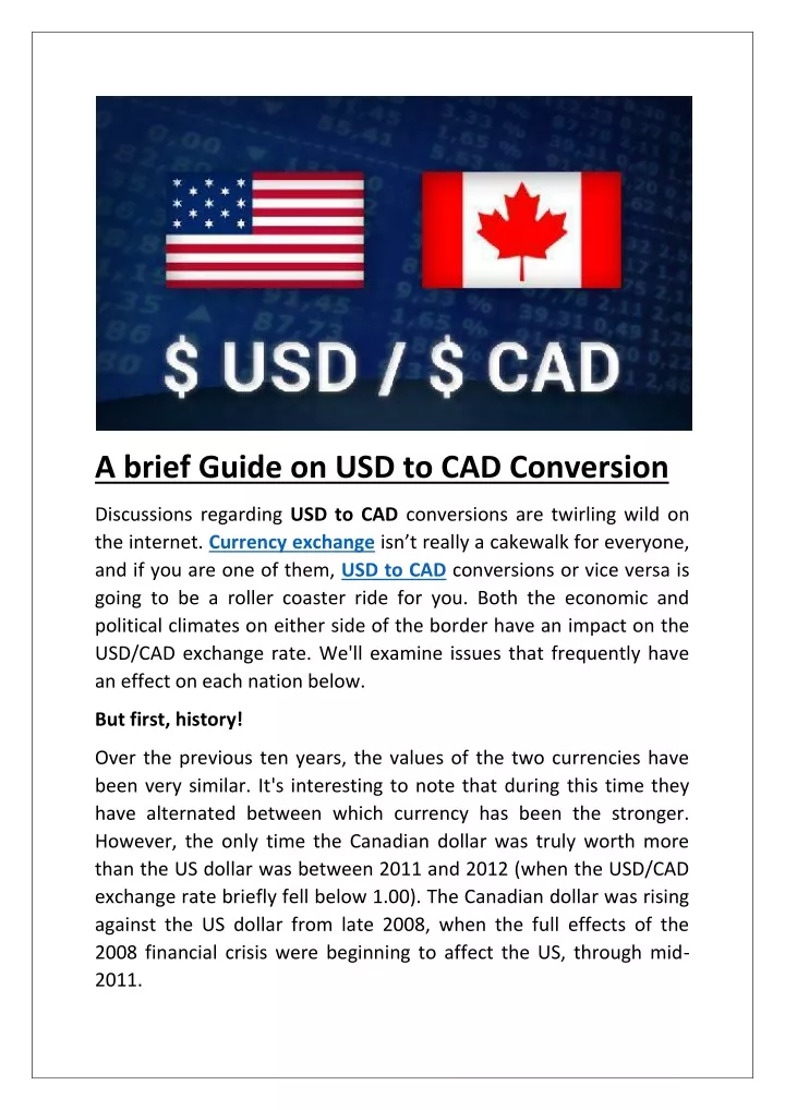 A Brief Guide On Usd To Cad Conversion By Interchangefinancial Issuu