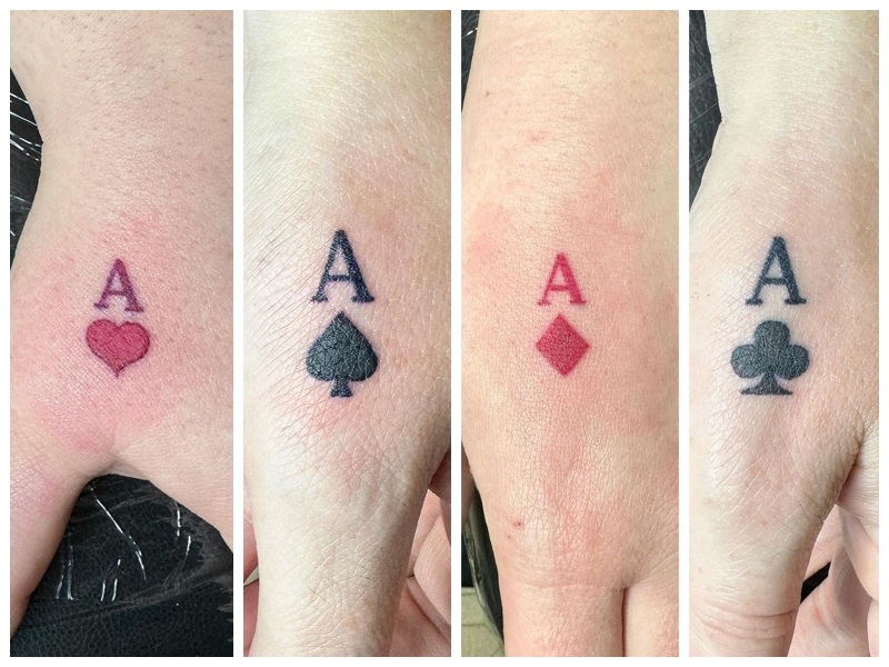 Ace Of Spades And Hearts Knuckle Tattoo Theme For Men Hand Tattoos