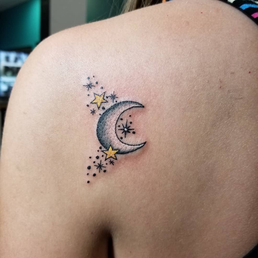 Aggregate More Than 78 Small Star And Moon Tattoo Best In Cdgdbentre