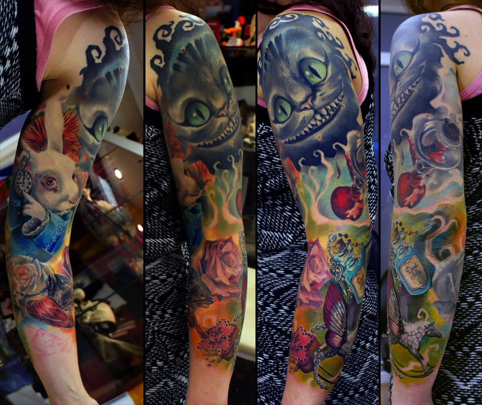 Alice In Wonderland Sleeve In Progress By Grimmy3d On Deviantart