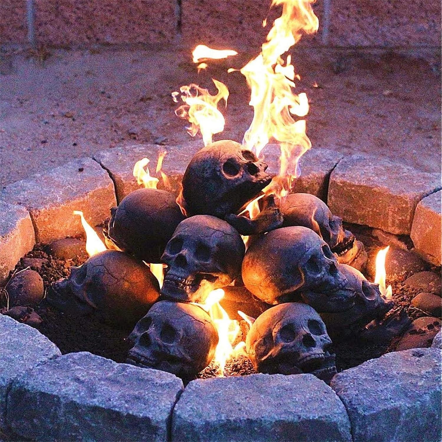 Amazon Com Terrifying Human Skull Fire Pit Fireproof Human Skulls Kit For Your Gas Fireplace