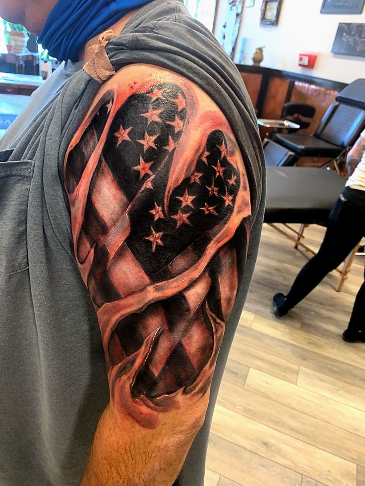 American Flag Ripped Tattoo