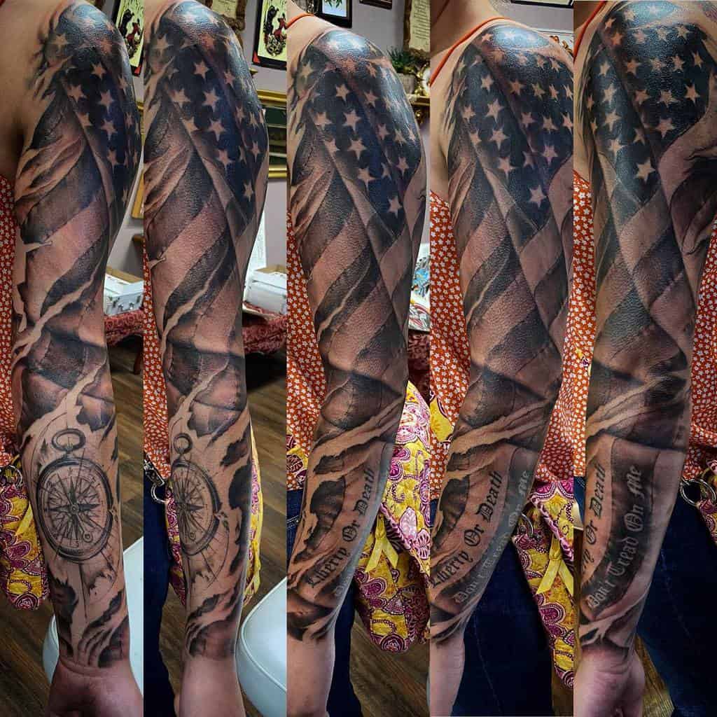 American Flag Tattoo Sleeve: Bold Patriotic Ink Designs