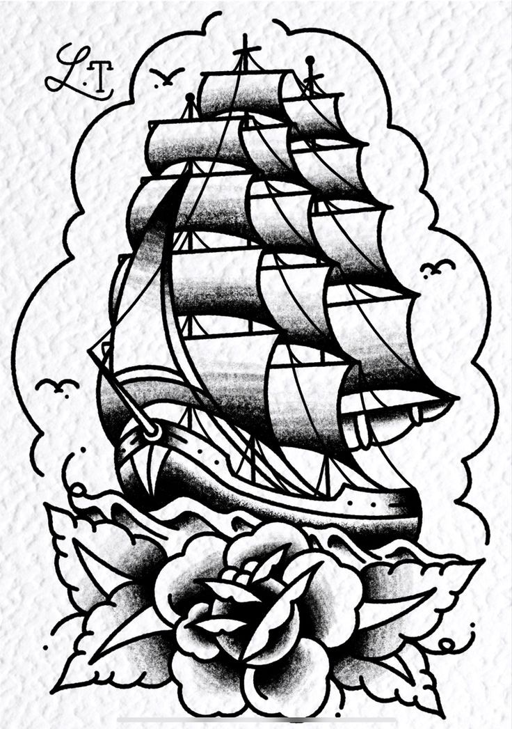 American Traditional Clipper Ship Piece Steve Fournier Lucky S Tattoo