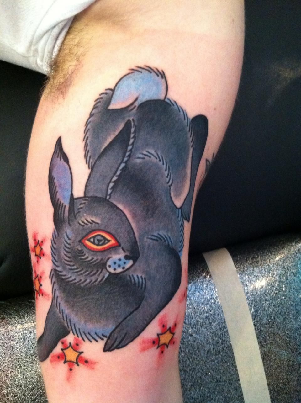 American Traditional Rabbit Tattoo