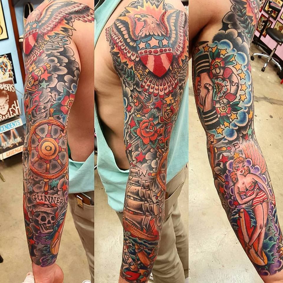 American Traditional Tattoo Sleeve Timeless Designs With Rich