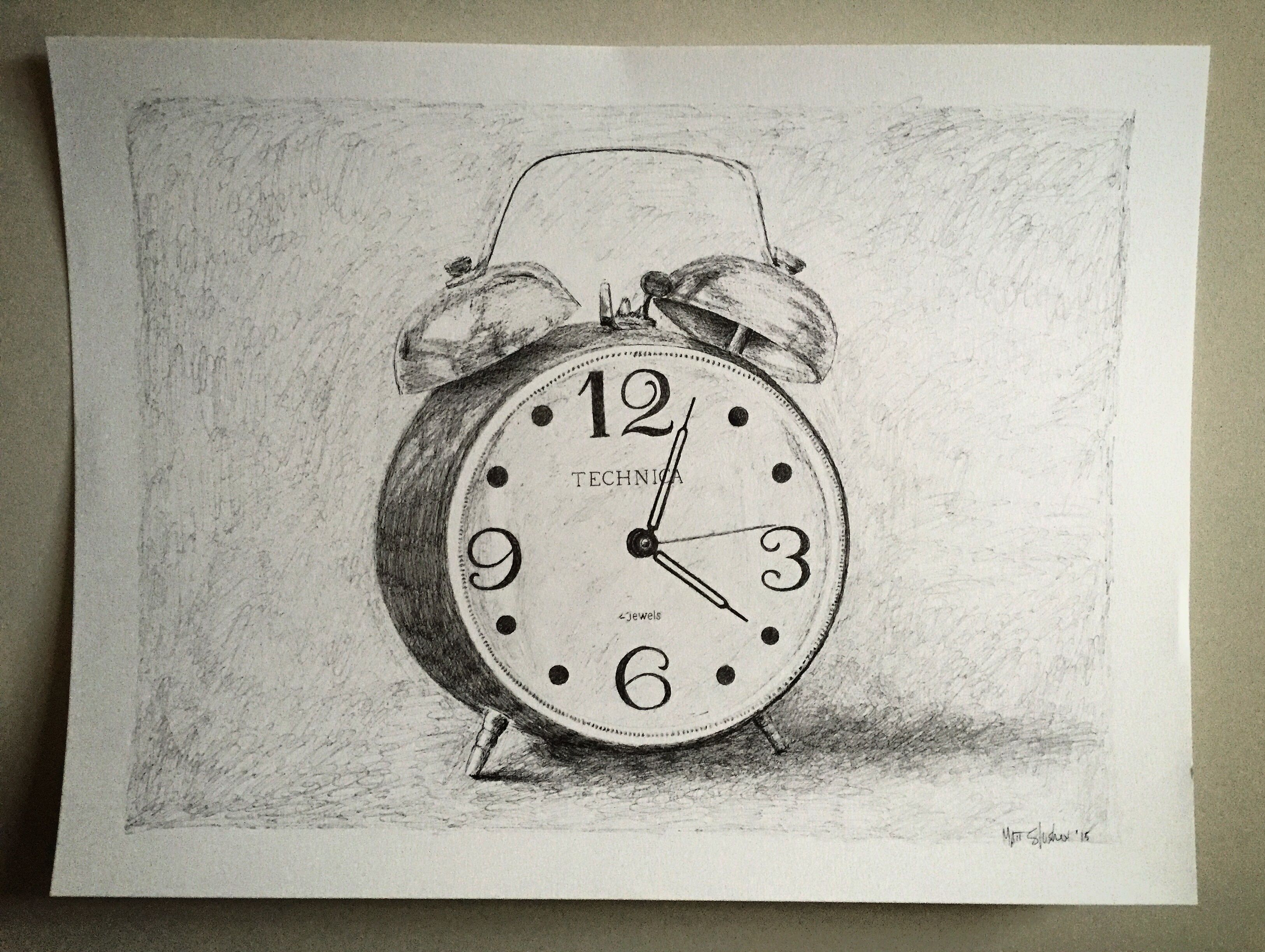 An Artistic Drawing Of A Clock With Ink Splatters