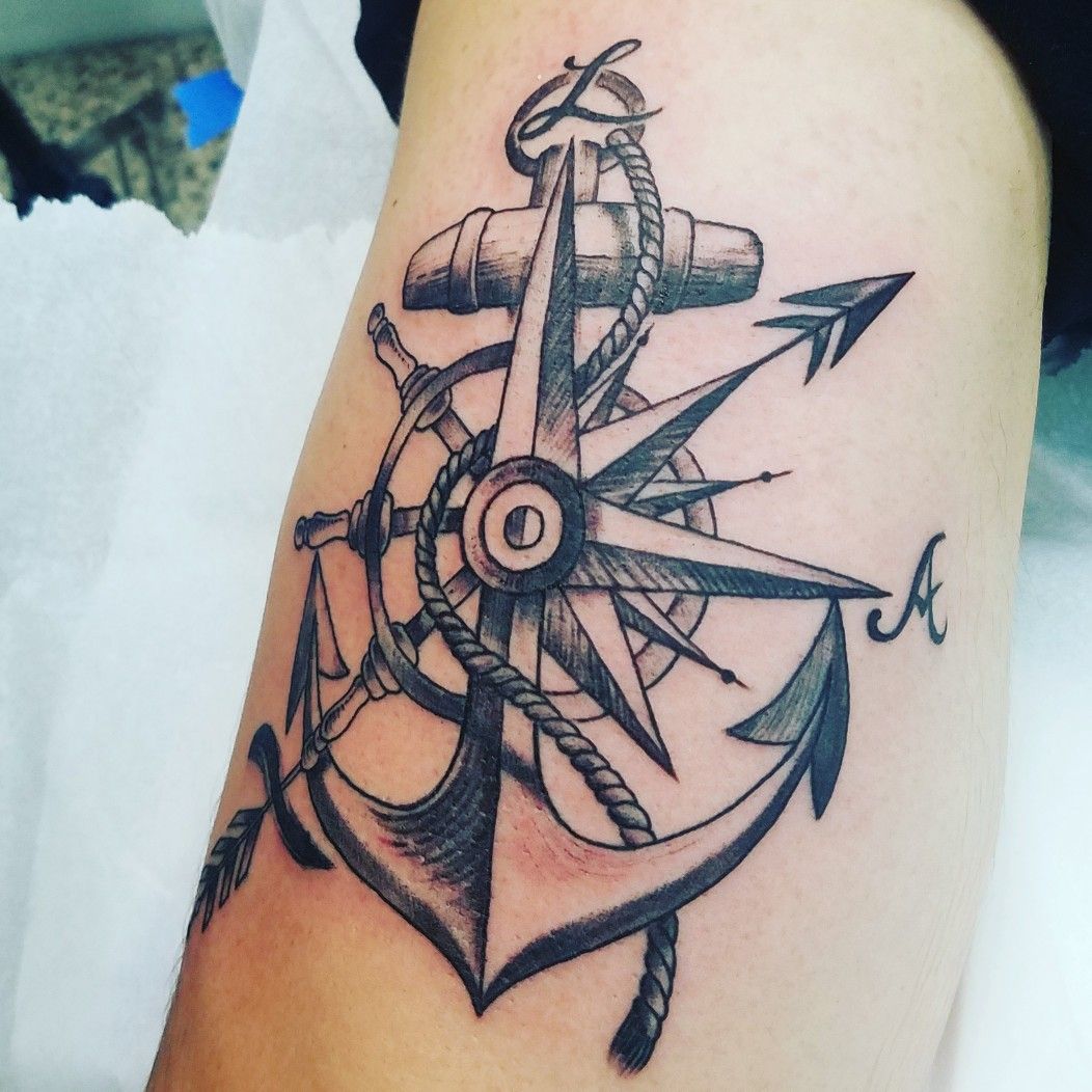 Anchor Compass Tattoo Sagitarious Symbol Sailor Tattoos Star