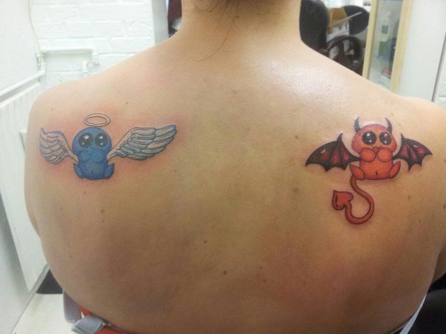 Angel And Devil Tattoo Shoulder Tattoos For Women Hippie Tattoo