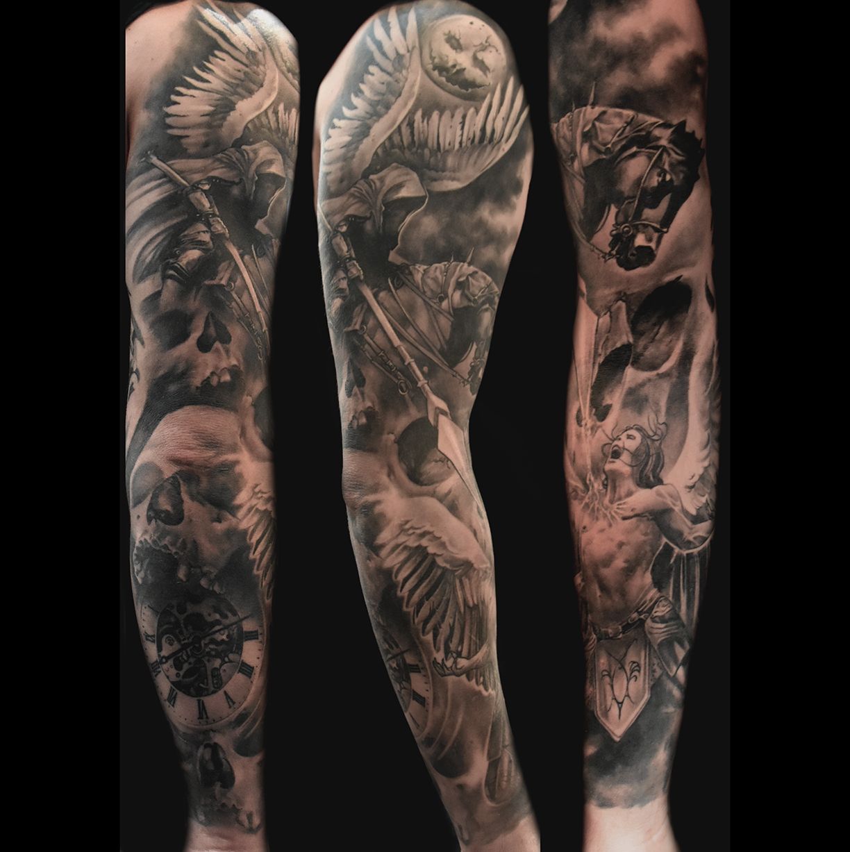 Angels And Demons Tattoo Sleeve