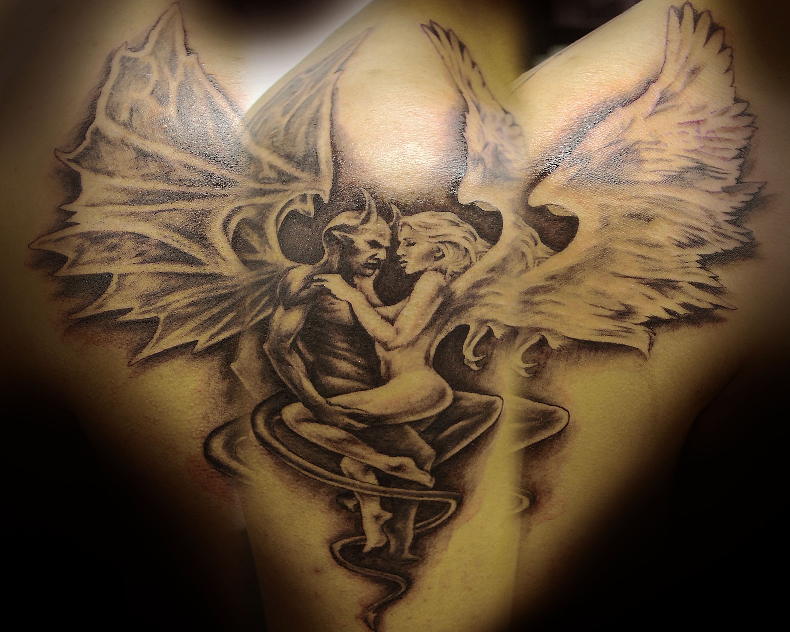 Angels Vs Demons Tattoos Pinterest